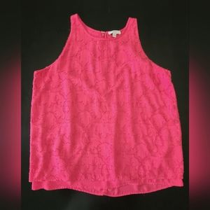 Katherine Barclay Floral Textured Dressy Tank - Pink, Size L